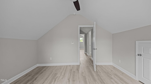 505 Hawfields Rd, Mebane, NC 27302 - additional living space featuring light wood-type flooring, a ceiling fan, and vaulted ceiling