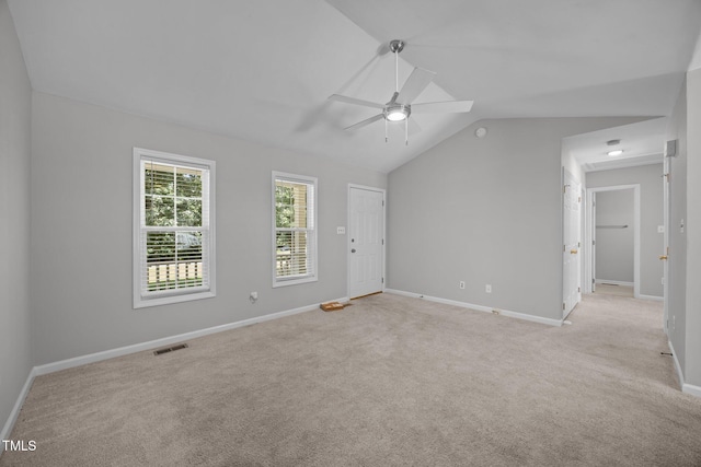 119 Percheron Dr, Zebulon, NC 27597 - unfurnished room with a ceiling fan, lofted ceiling, and light colored carpet