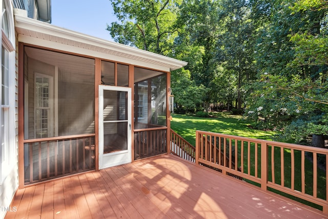 5940 Dahlberg Dr, Raleigh, NC 27603 - wooden terrace with a sunroom and a yard