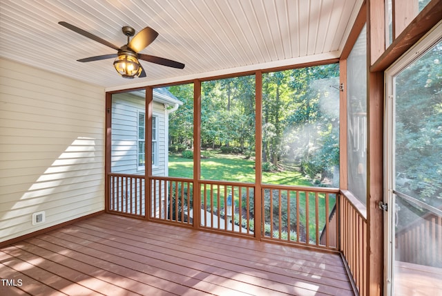 5940 Dahlberg Dr, Raleigh, NC 27603 - unfurnished sunroom featuring plenty of natural light and a ceiling fan