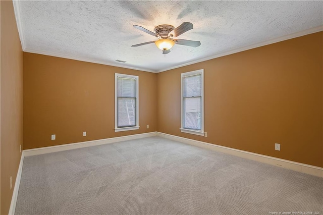 223 Devane St, Fayetteville, NC 28305 - unfurnished room with crown molding, a ceiling fan, carpet floors, and a textured ceiling