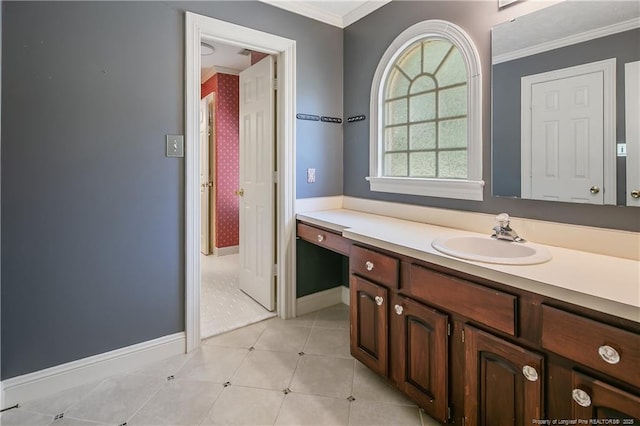 223 Devane St, Fayetteville, NC 28305 - bathroom featuring crown molding and vanity