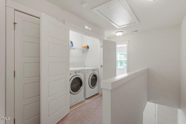 7879 Allscott Way, Raleigh, NC 27612 - washroom with independent washer and dryer and light colored carpet