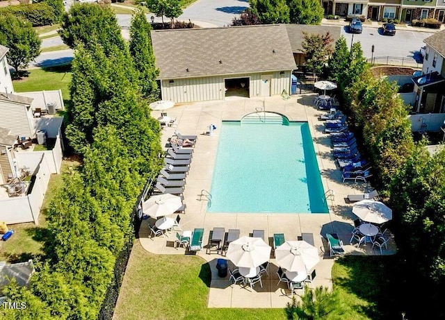 7879 Allscott Way, Raleigh, NC 27612 - drone / aerial view of a pool area