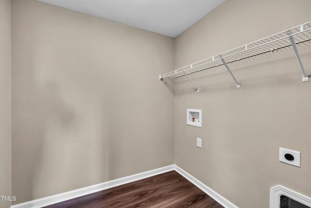 3013 Wesley Farm Ln, Sophia, NC 27350 - laundry area featuring electric dryer hookup, hookup for a washing machine, and dark wood-style floors