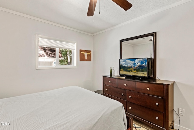 7002 Longstreet Dr Unit C, Raleigh, NC 27615 - bedroom featuring crown molding, a textured ceiling, and ceiling fan