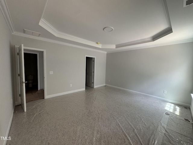 5428 Jaeger Dr Lot # 45, Graham, NC 27253 - unfurnished room with a raised ceiling, crown molding, and carpet