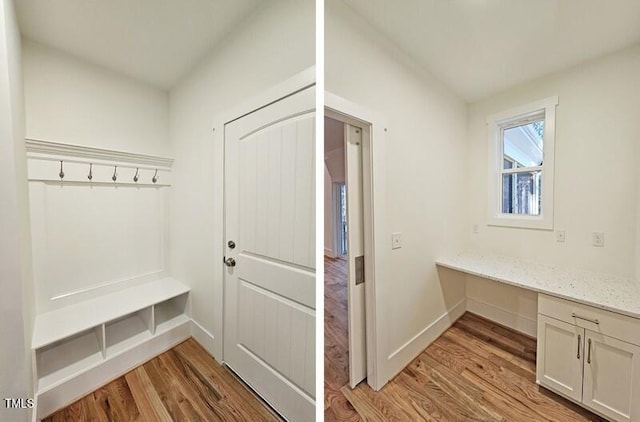 5545 Silk Hope Gum Springs Rd, Siler City, NC 27344 - mudroom with light wood-type flooring and baseboards