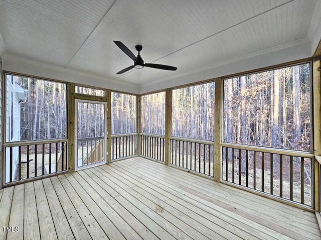 5545 Silk Hope Gum Springs Rd, Siler City, NC 27344 - unfurnished sunroom featuring ceiling fan