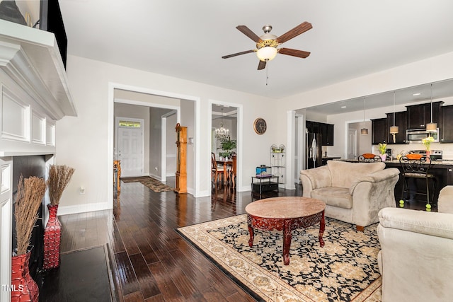 1726 Rapids Ct, Franklinton, NC 27525 - living room featuring ceiling fan and wood-type flooring