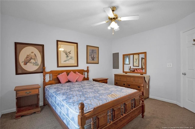 2240 Spindle Tree Dr, Fayetteville, NC 28304 - carpeted bedroom with baseboards and a ceiling fan