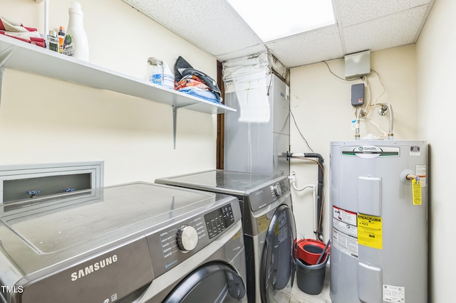 2712 Pebblebrook Dr, Sanford, NC 27330 - laundry room featuring water heater and washer and dryer