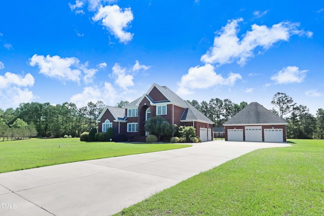 106 Woodmere Ln, Goldsboro, NC 27530 - traditional home featuring driveway, a front lawn, and a garage