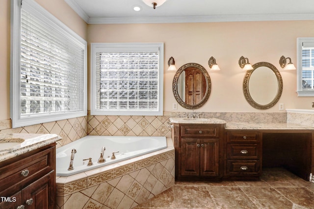 106 Woodmere Ln, Goldsboro, NC 27530 - full bathroom featuring vanity, a bath, and ornamental molding