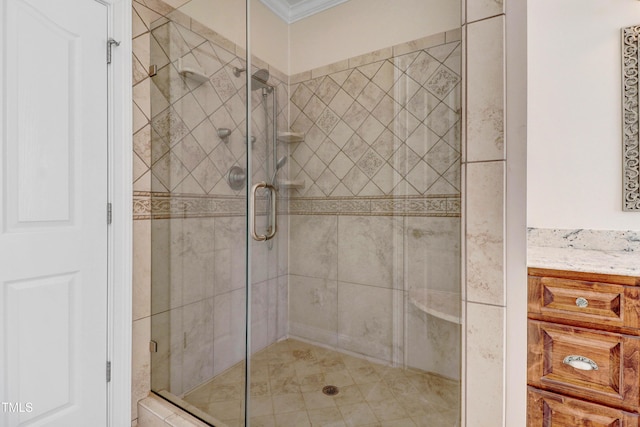 106 Woodmere Ln, Goldsboro, NC 27530 - full bath featuring a shower stall and crown molding