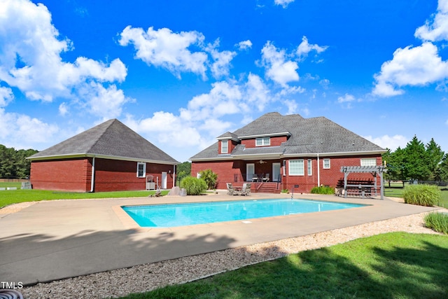 106 Woodmere Ln, Goldsboro, NC 27530 - outdoor pool with a pergola and a patio area