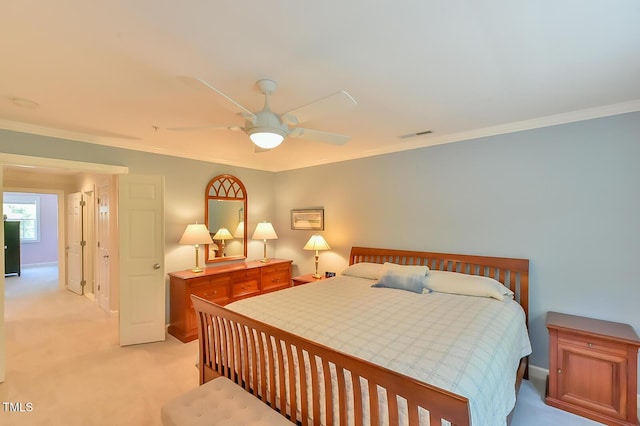 119 Jones Creek Pl Unit 119, Chapel Hill, NC 27516 - bedroom featuring light carpet, ornamental molding, and ceiling fan