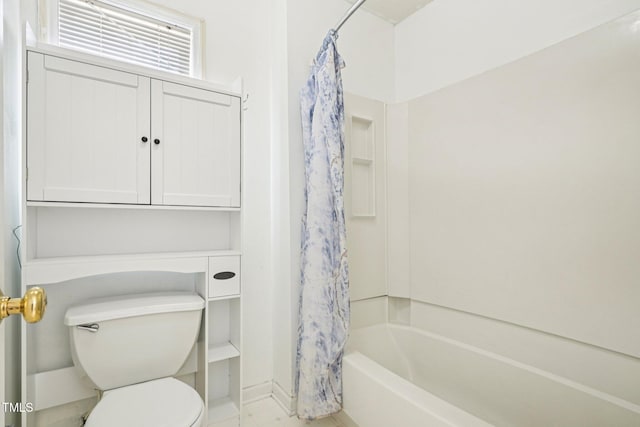 2636 Scattered Oak Ct, Raleigh, NC 27603 - bathroom with toilet and shower / bath combo with shower curtain