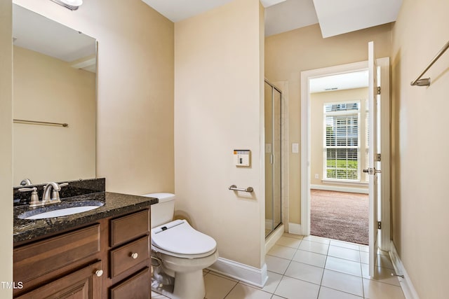 2129 Glade Valley Ln, Morrisville, NC 27560 - bathroom featuring vanity, a shower stall, and tile patterned flooring