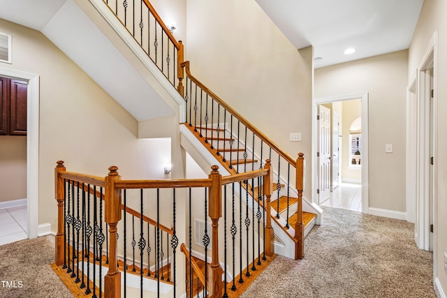 2129 Glade Valley Ln, Morrisville, NC 27560 - stairs with carpet and recessed lighting