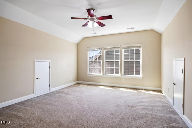 2129 Glade Valley Ln, Morrisville, NC 27560 - spare room with vaulted ceiling, ceiling fan, and carpet floors