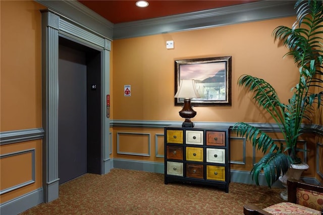 3310 Starboard Way Unit 301, Fayetteville, NC 28314 - hall featuring ornamental molding, carpet flooring, and recessed lighting