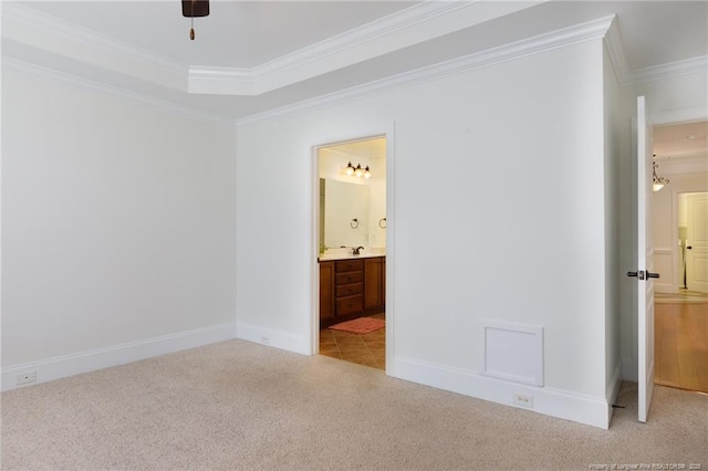 3310 Starboard Way Unit 301, Fayetteville, NC 28314 - unfurnished bedroom featuring carpet, crown molding, and ensuite bath