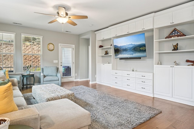 833 Atticus Way, Durham, NC 27703 - living area featuring wood finished floors and ceiling fan