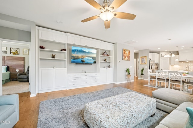 833 Atticus Way, Durham, NC 27703 - living area with light wood-style floors, ceiling fan, and recessed lighting