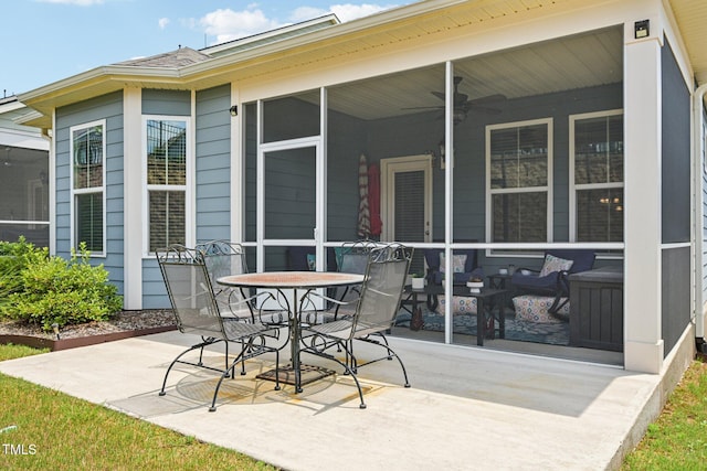 833 Atticus Way, Durham, NC 27703 - view of patio with ceiling fan and outdoor dining area