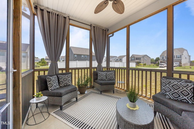 22 Combine Trl, Benson, NC 27504 - sunroom with a residential view, a ceiling fan, and healthy amount of natural light
