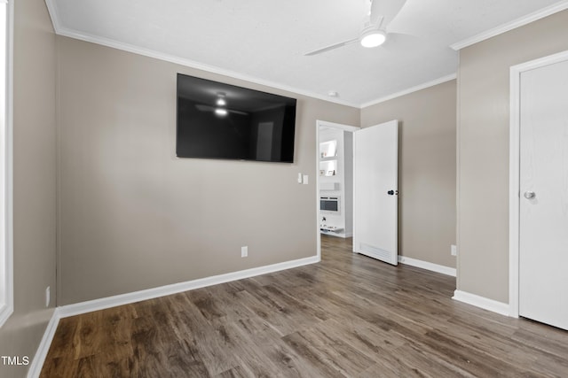 10 Wilders Ln, Louisburg, NC 27549 - spare room with crown molding, wood finished floors, and a ceiling fan