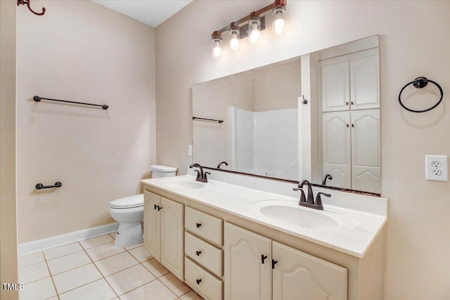 206 Tramway Pl, Goldsboro, NC 27534 - bathroom featuring double vanity, tile patterned floors, and a shower