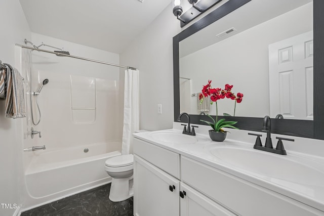3973 Volkswalk Pl, Raleigh, NC 27610 - full bathroom featuring shower / bathtub combination with curtain and double vanity