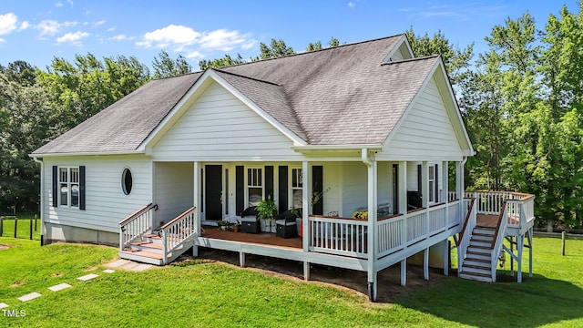 3511 Corbett Rd, Mebane, NC 27302 - view of front of home featuring roof with shingles, a front yard, and stairway