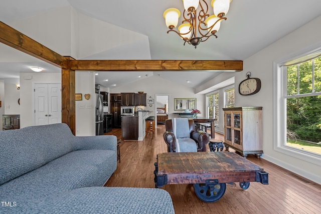 3511 Corbett Rd, Mebane, NC 27302 - living area with a chandelier, hardwood / wood-style floors, and recessed lighting