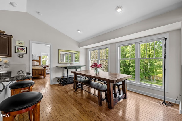 3511 Corbett Rd, Mebane, NC 27302 - dining area featuring lofted ceiling, healthy amount of natural light, and light wood-style floors