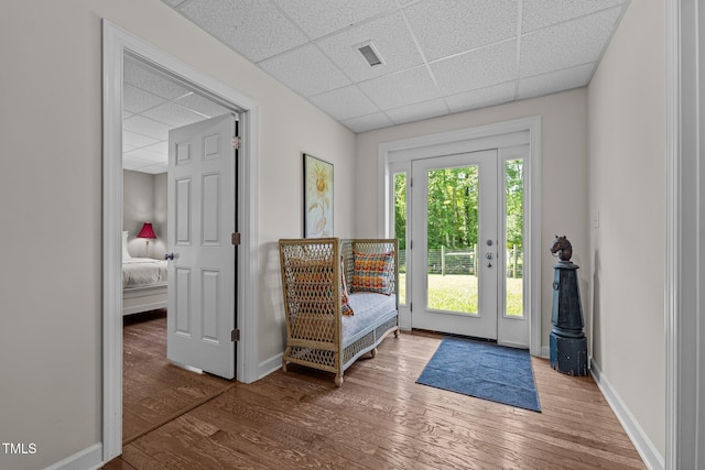 3511 Corbett Rd, Mebane, NC 27302 - doorway with a paneled ceiling and wood finished floors