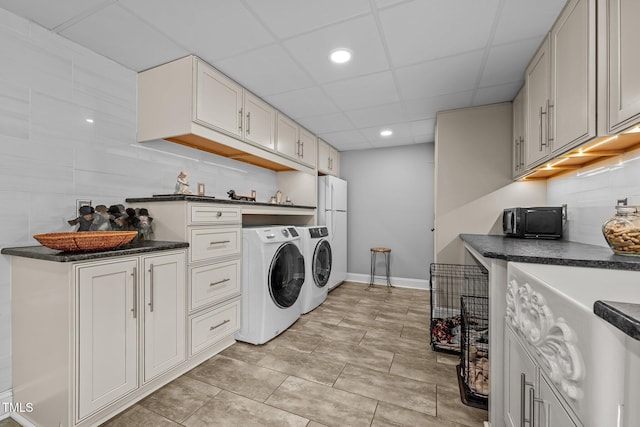 3511 Corbett Rd, Mebane, NC 27302 - laundry area featuring washing machine and dryer and recessed lighting