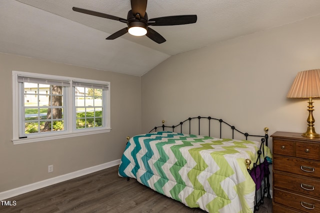 438 N Hickory St, Angier, NC 27501 - bedroom with lofted ceiling, wood finished floors, and ceiling fan