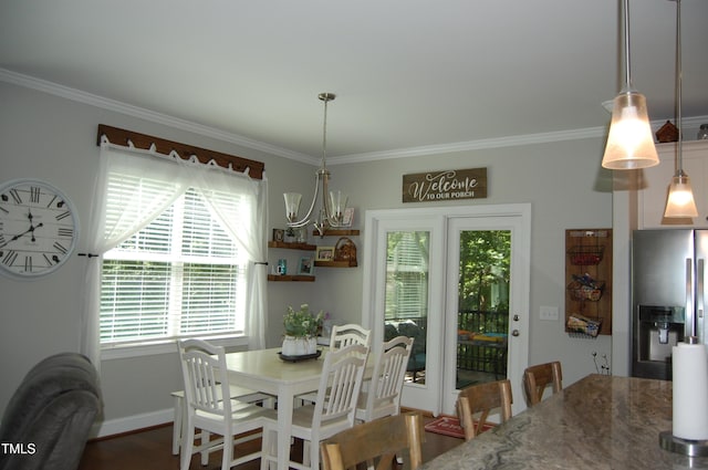 2471 Golden Forest Dr, Franklinton, NC 27525 - dining space with ornamental molding and a chandelier