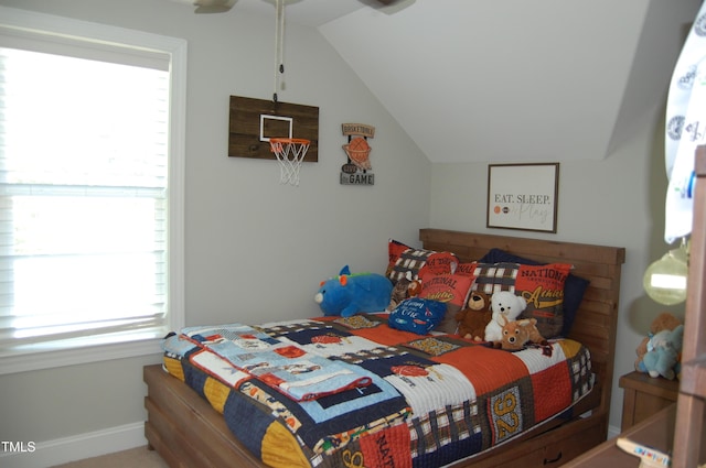 2471 Golden Forest Dr, Franklinton, NC 27525 - bedroom featuring lofted ceiling and baseboards