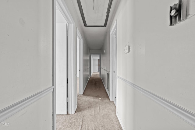 1402 Tarleton Ave, Burlington, NC 27215 - hallway with light carpet and attic access