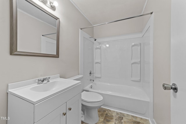 807 New St, Graham, NC 27253 - full bath with vanity, washtub / shower combination, and stone finish flooring