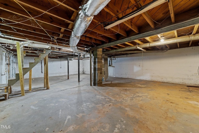 807 New St, Graham, NC 27253 - unfinished below grade area featuring stairs