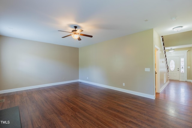 168 Melody Ln, Cameron, NC 28326 - empty room featuring ceiling fan, dark wood finished floors, and a smoke detector