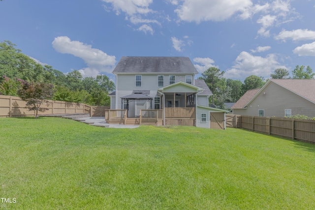 168 Melody Ln, Cameron, NC 28326 - back of house with a gazebo, a deck, a fenced backyard, and a storage unit