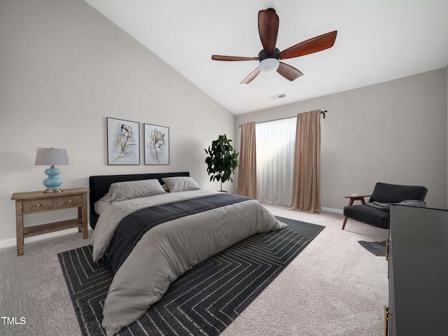 5505 Crabtree Park Ct, Raleigh, NC 27612 - carpeted bedroom with lofted ceiling and ceiling fan