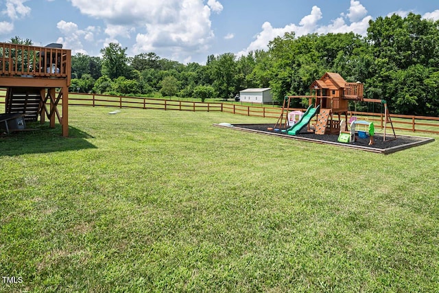 3128 Bramblegate Dr, Mebane, NC 27302 - fenced backyard with a playground