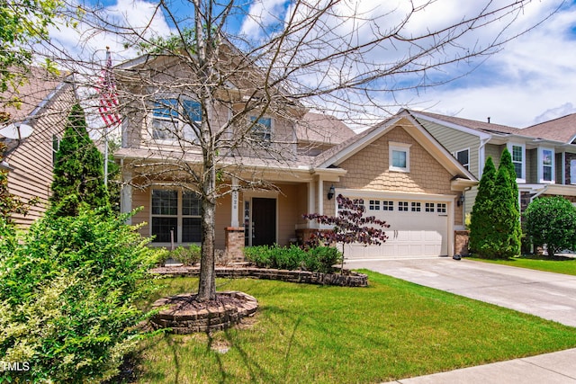 1320 Cozy Oak Ave, Cary, NC 27519 - view of front facade featuring concrete driveway, a front yard, and a garage